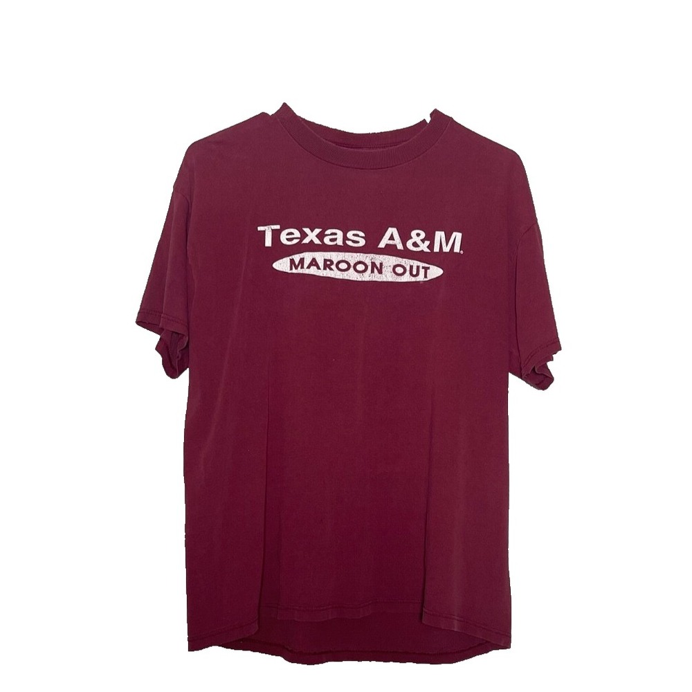 VTG Texas A&M T-Shirt Jerzee's Adult Medium Logo Maroon Out Aggies USA *Read